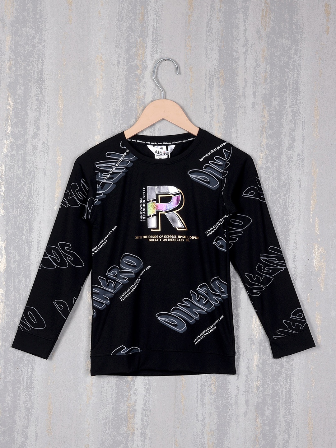

Steele Boys Typography Printed Sweatshirt, Black