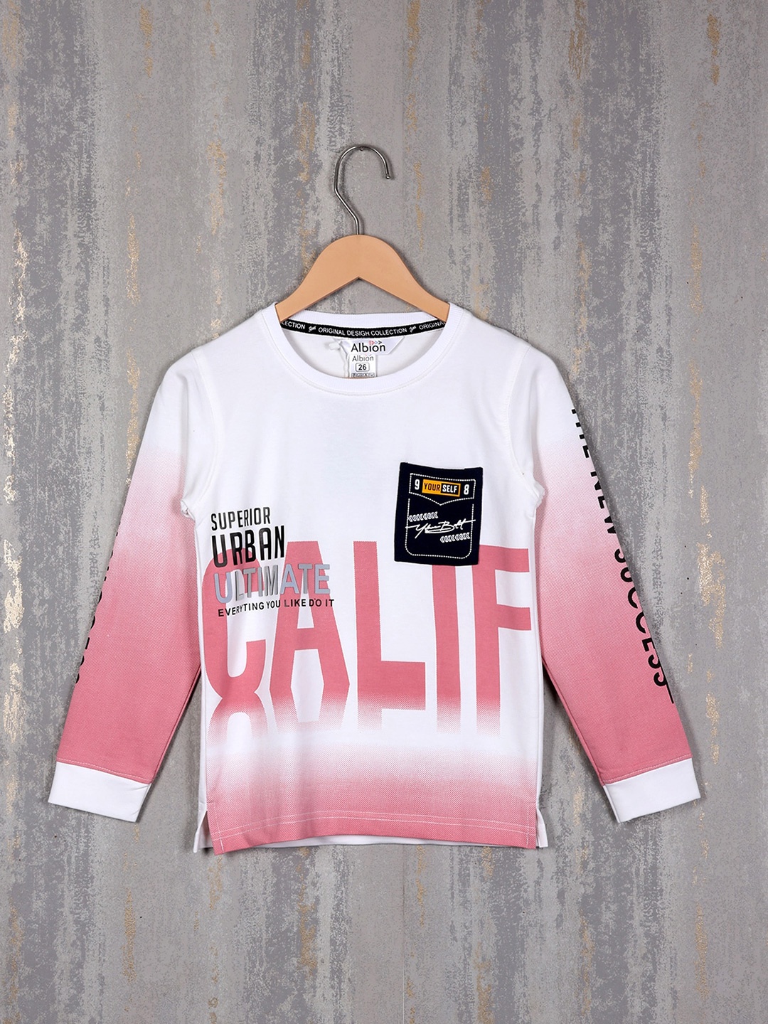 

Albion Boys Typography Printed Sweatshirt, Peach