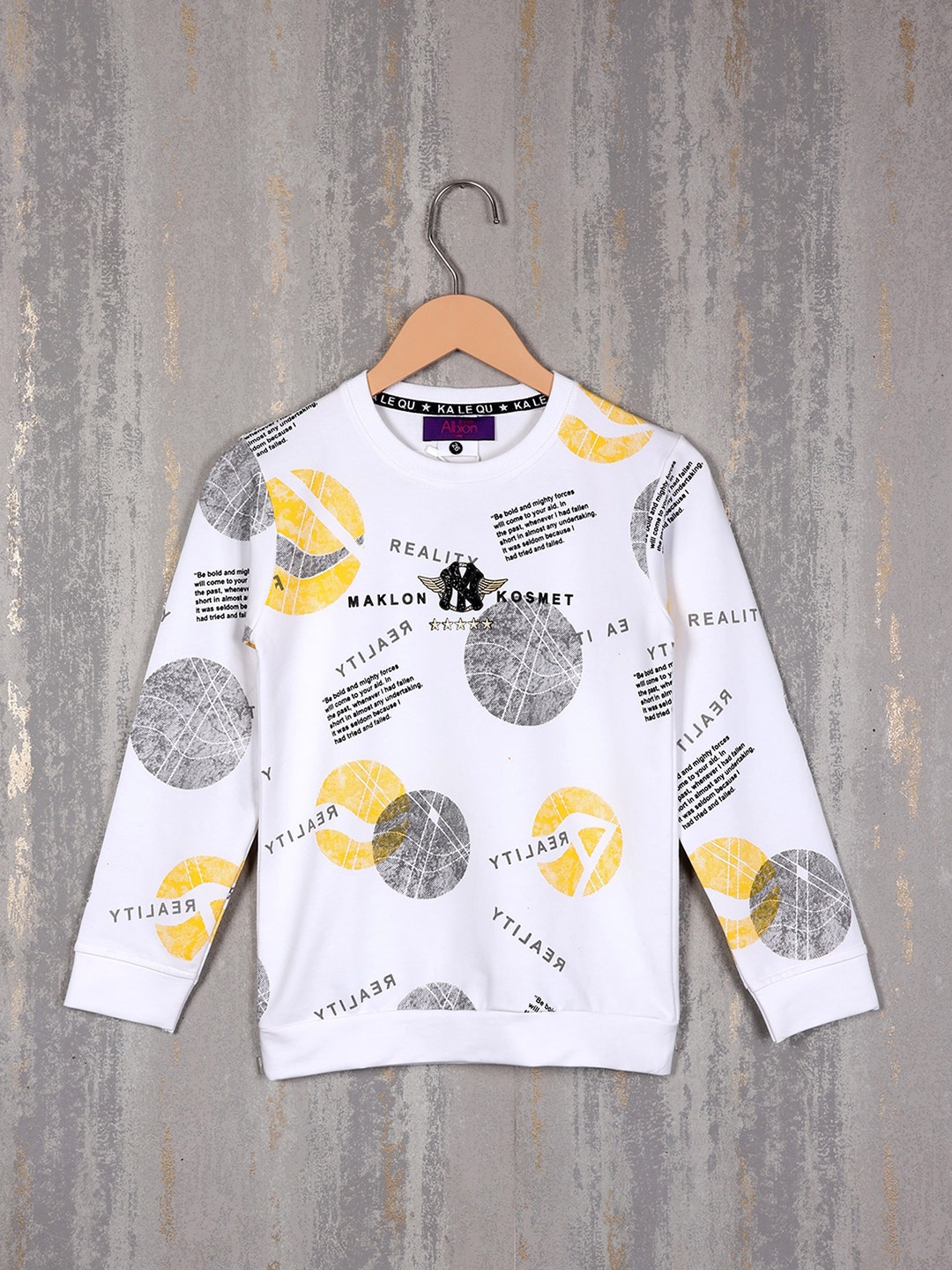 

Albion Boys Typography Printed Sweatshirt, Yellow