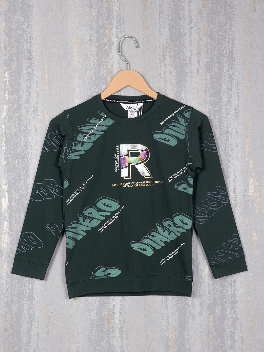 

Steele Boys Typography Printed Pure Cotton Sweatshirt, Green