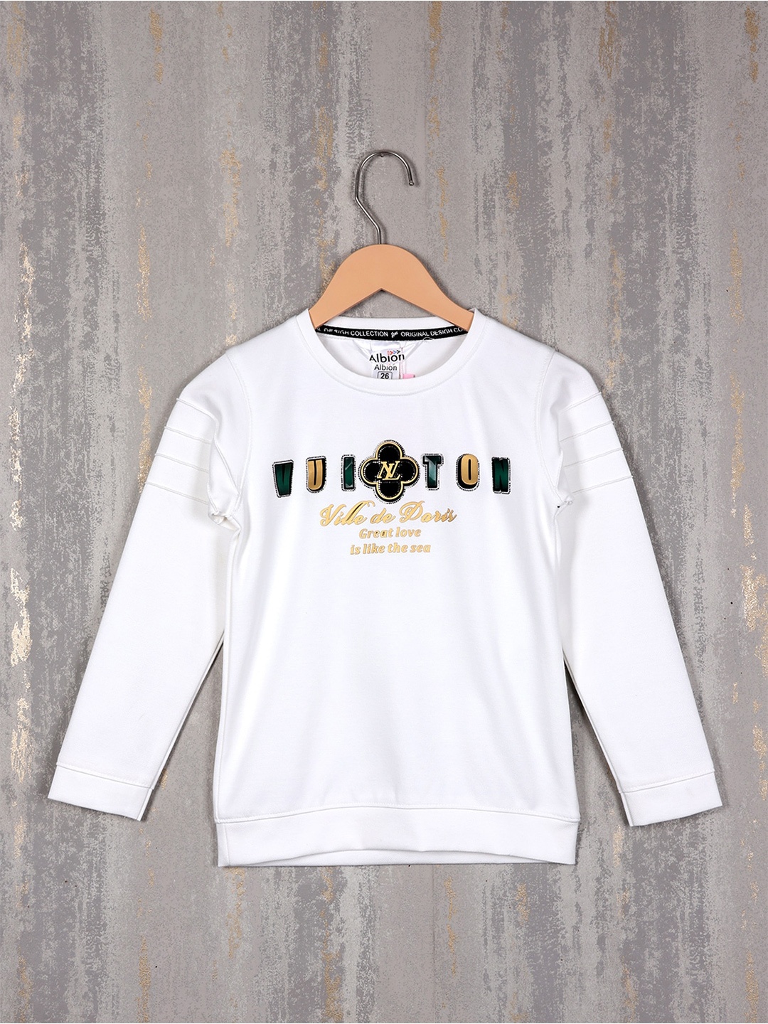

Albion Boys Typographic Printed Pure Cotton Pullover Sweatshirt, White