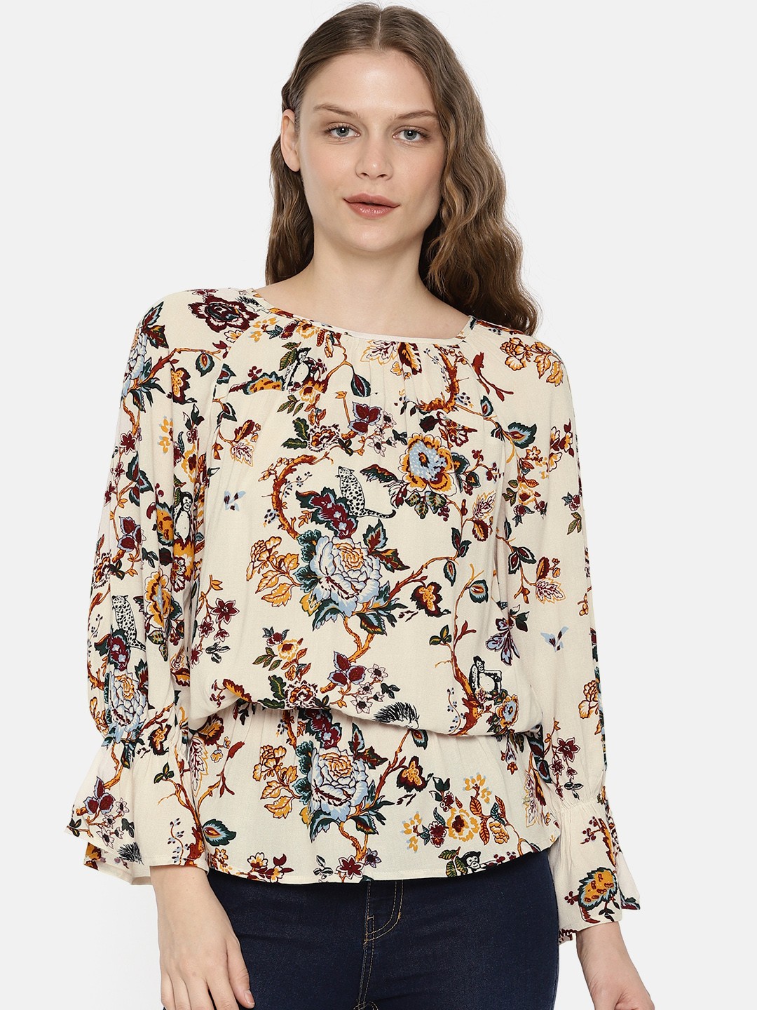 

ONLY Women Off-White Printed Top