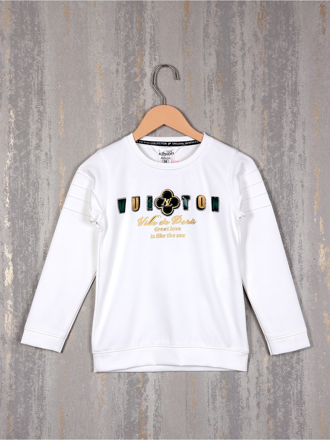 

Albion Boys Typography Printed Pure Cotton Pullover, White
