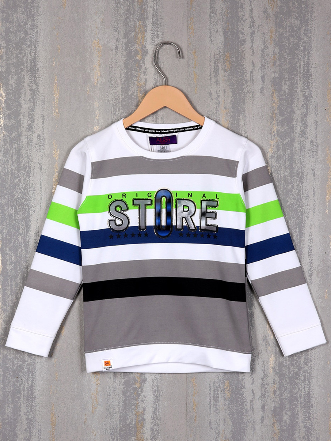 

Steele Boys Typography Printed Pure Cotton Sweatshirt, Green