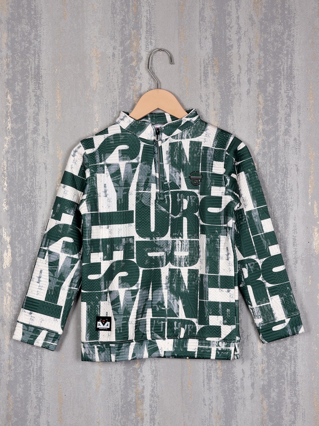 

Albion Boys Typography Printed Pure Cotton Sweatshirt, Green