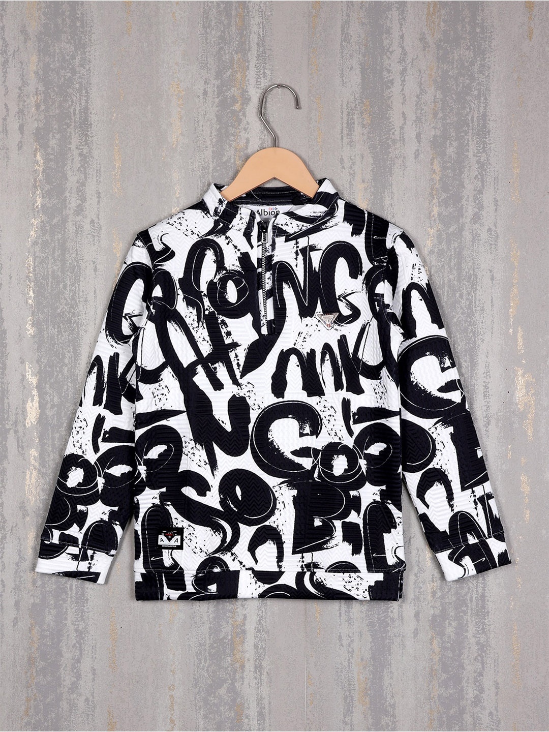

Albion Boys Typography Printed High Neck Pure Cotton Sweatshirt, White