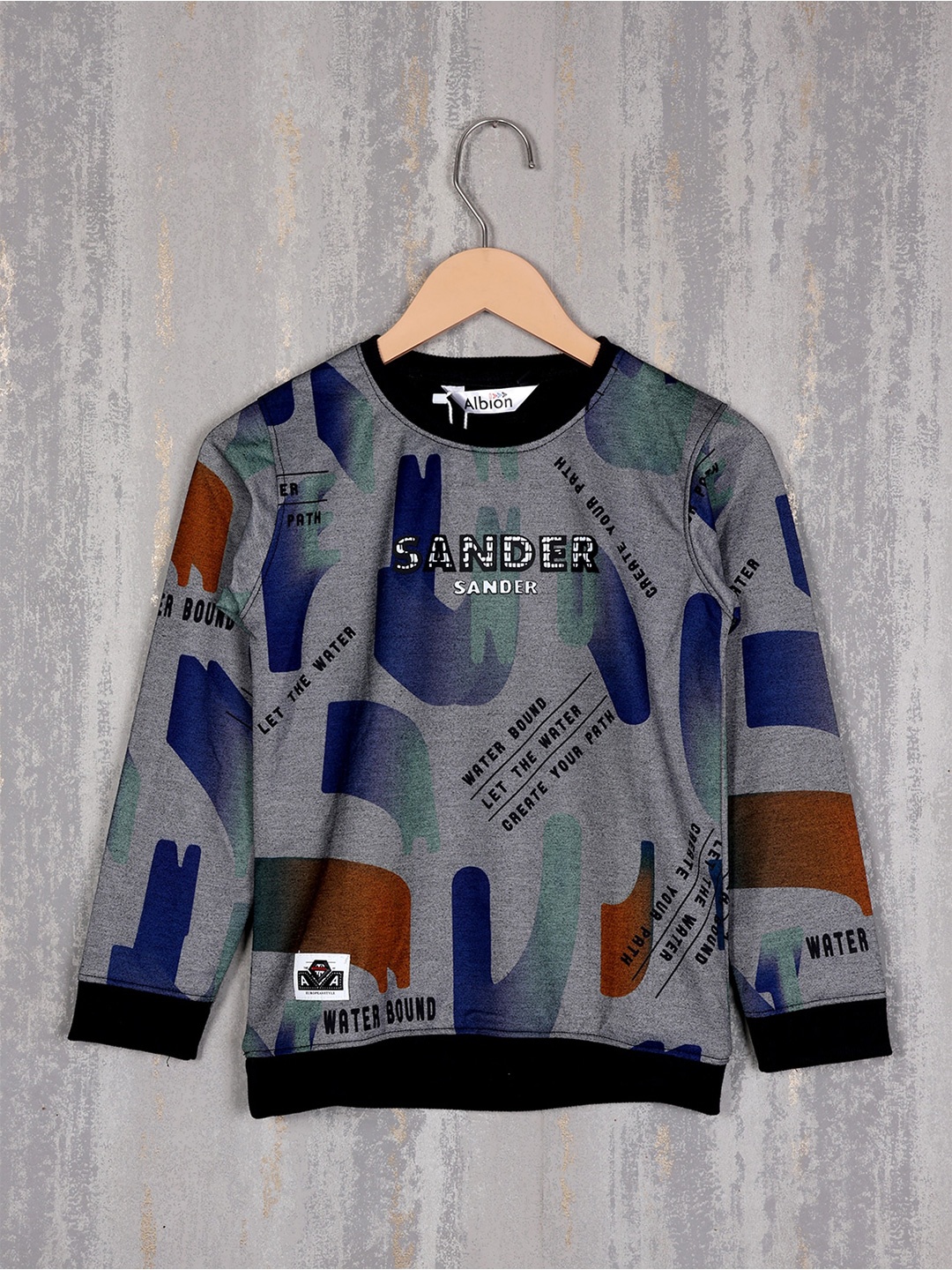 

Albion Boys Printed Pure Cotton Pullover Sweatshirt, Grey