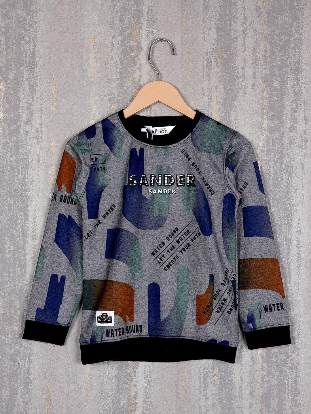 

Albion Boys Printed Pure Cotton Pullover Sweatshirt, Grey