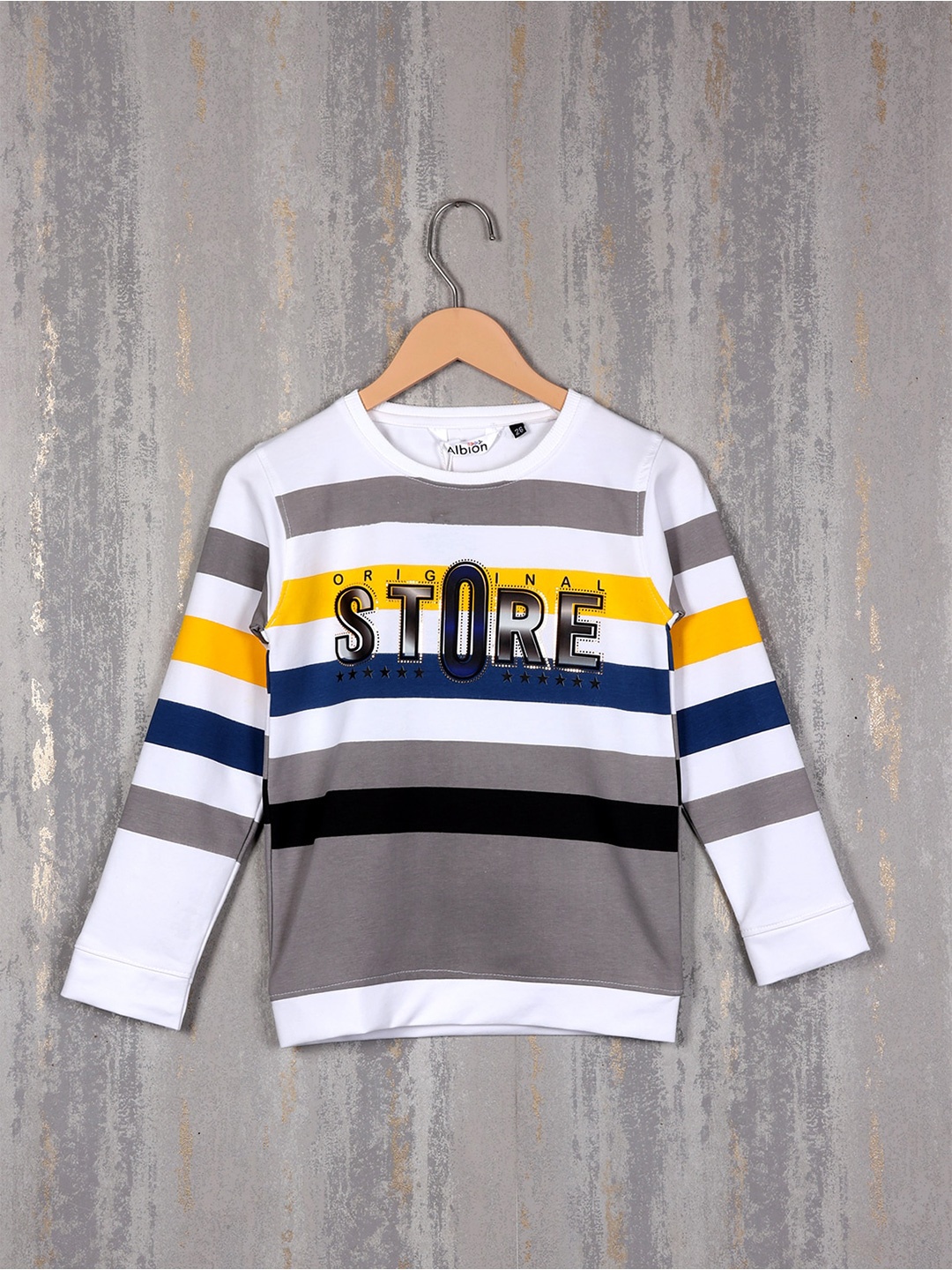 

Albion Boys Typography Printed Sweatshirt, Yellow
