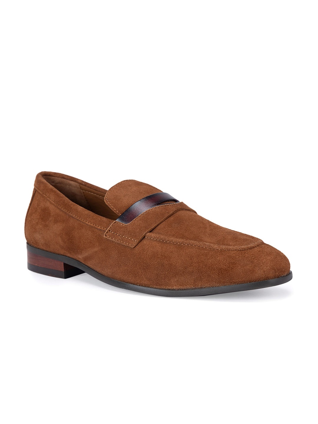 

ROSSO BRUNELLO Men Leather Formal Loafers, Camel brown