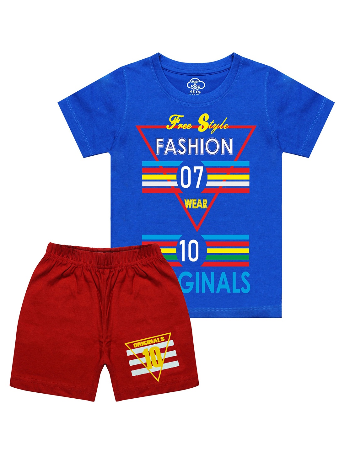 

MIST N FOGG Kids Typography Printed T-Shirt With Shorts, Blue