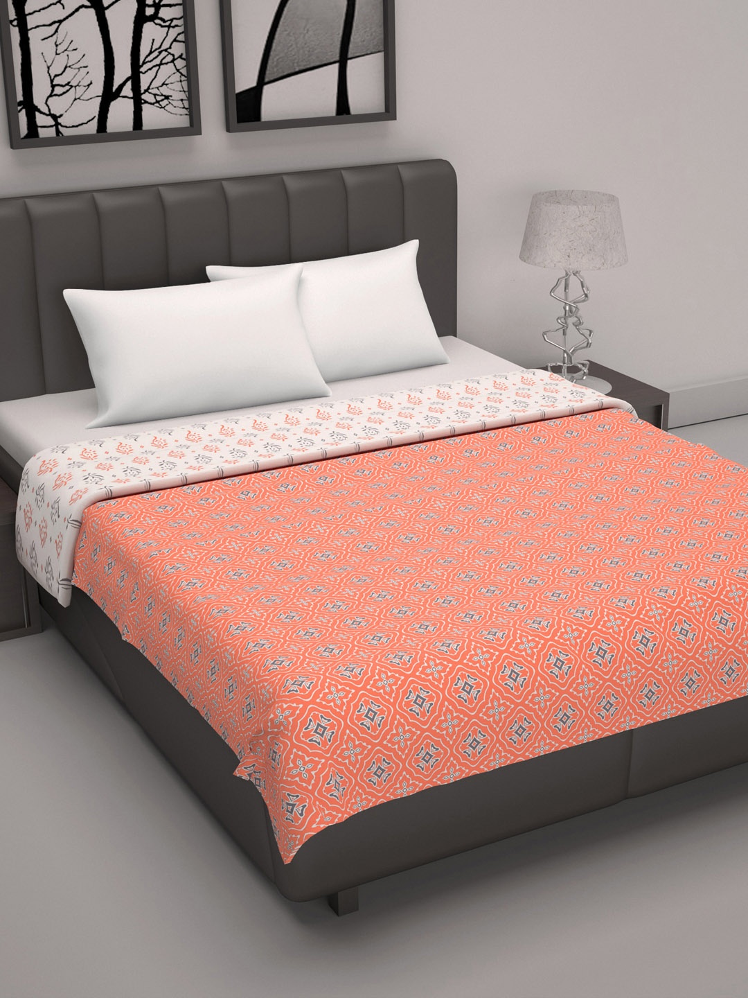 

Divine Casa Cambric Peach-Coloured Ethnic Pure Cotton AC Room 120 GSM Double Bed Dohar