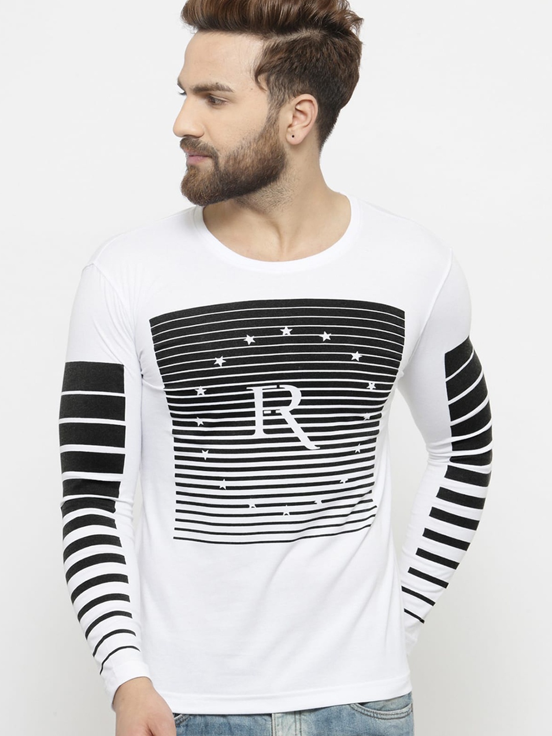 

GESPO Striped Cotton T-shirt, White