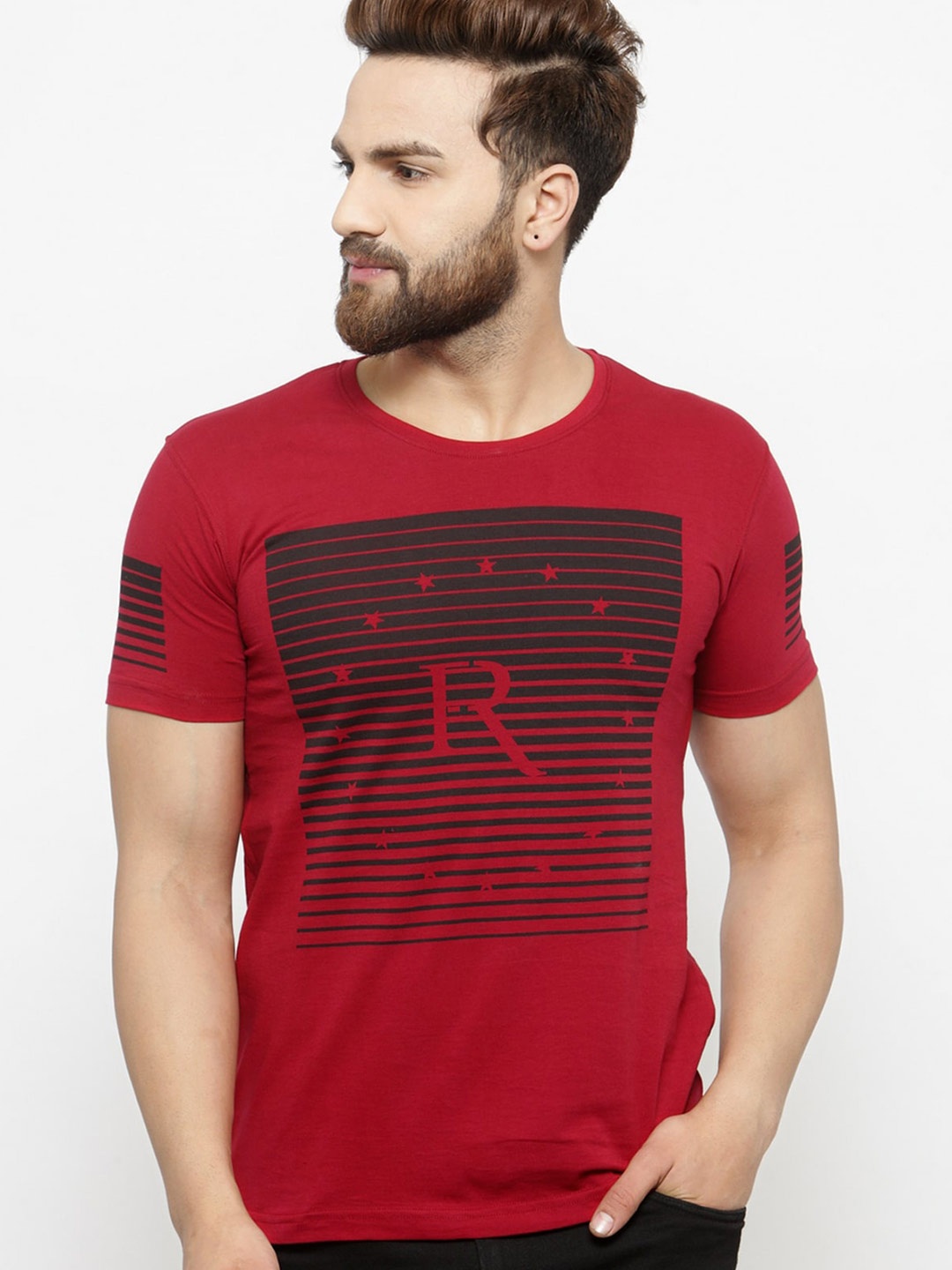 

GESPO Graphic Printed Cotton T-shirt, Red