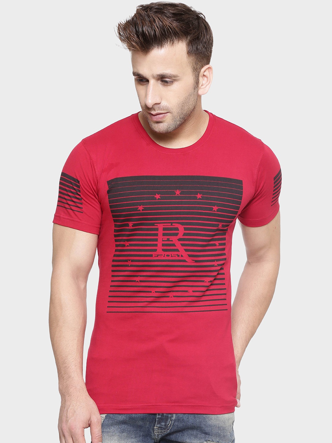 

AUSK Typography Printed Round Neck Cotton Regular T-shirt, Red