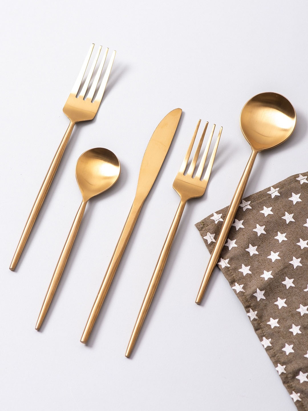 

nestroots Gold-Toned 5 Pieces Stainless Steel Cutlery