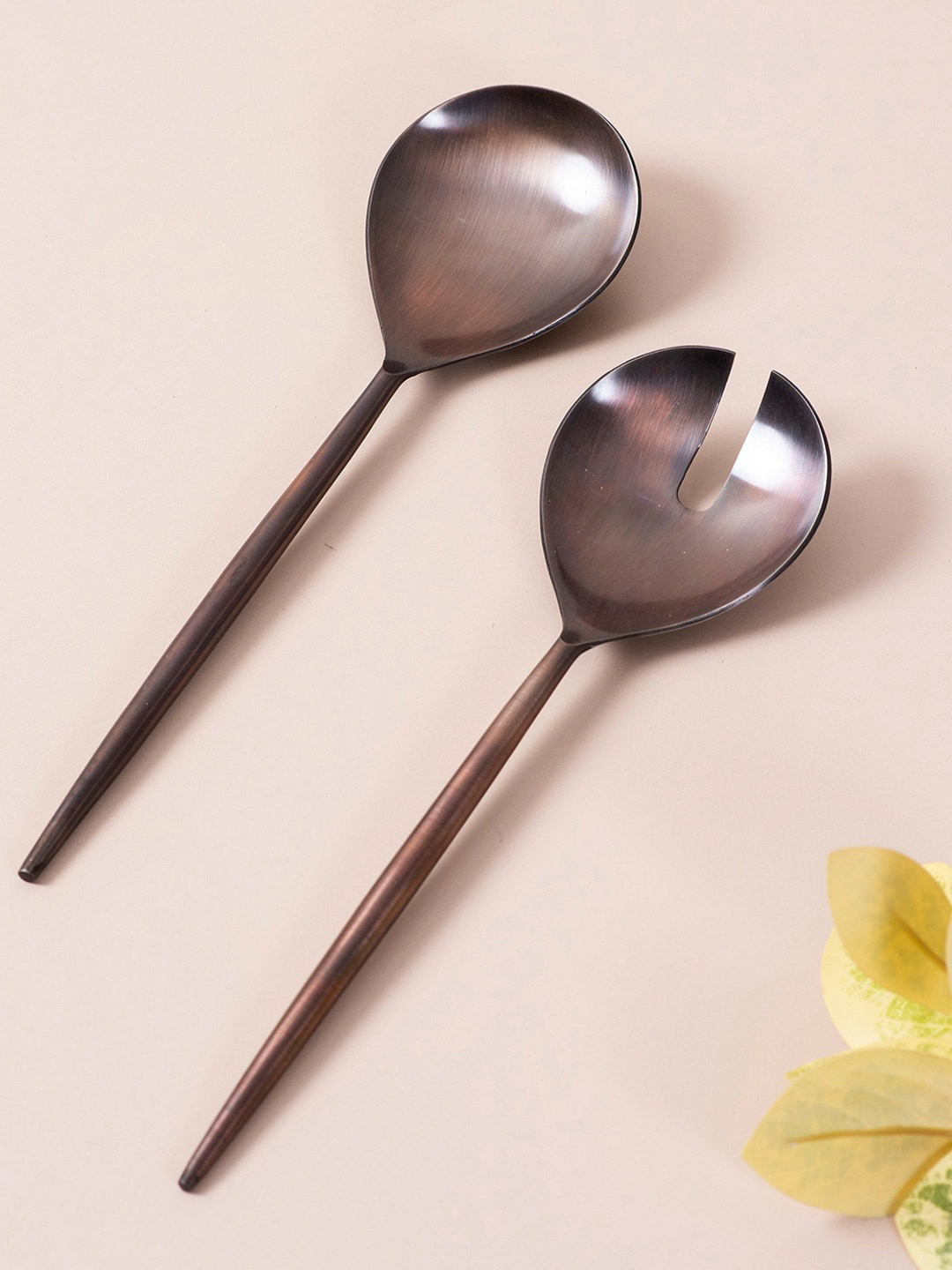 

nestroots 2-Pcs Steel Salad Serving Spoons, Copper