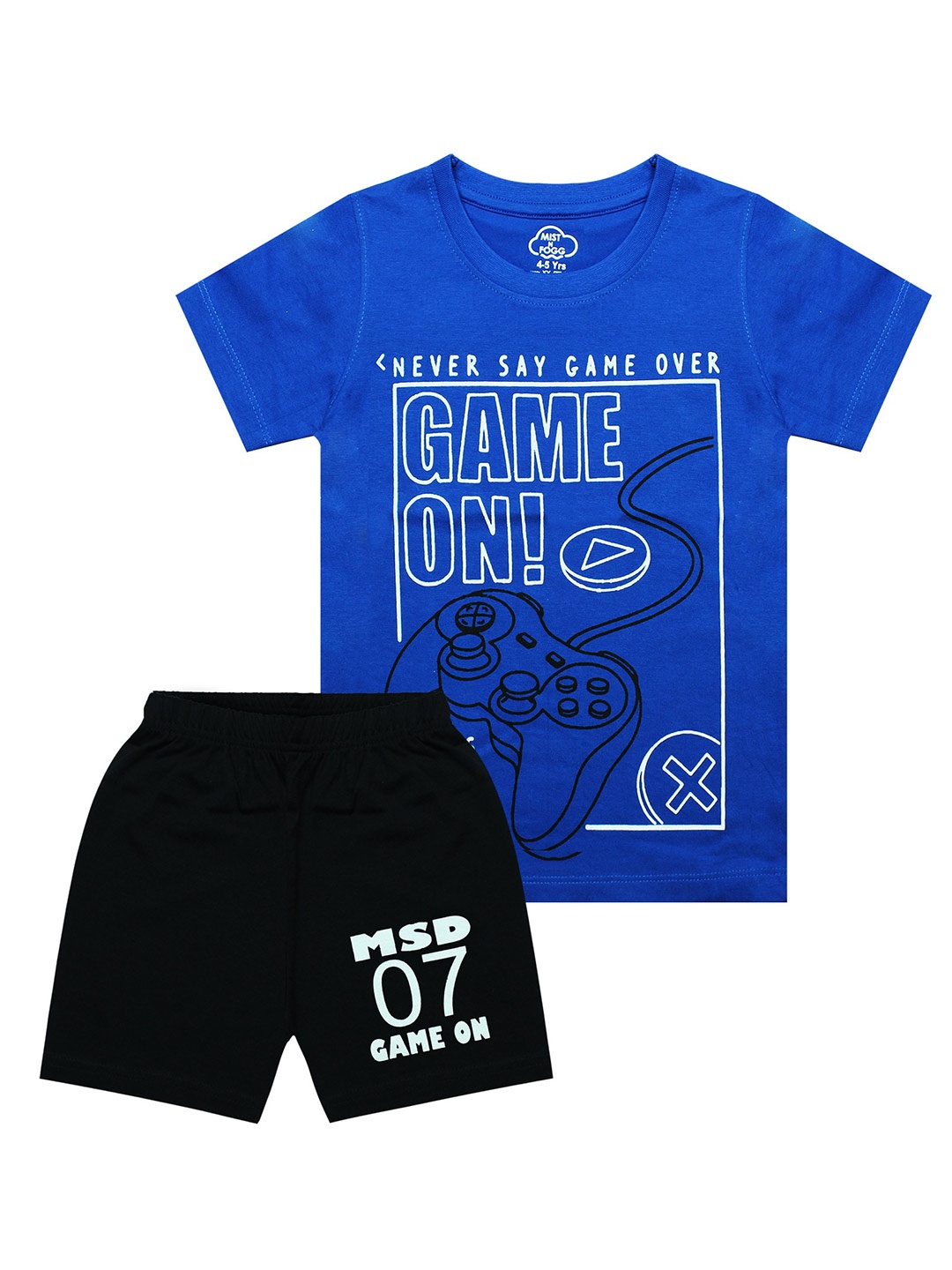 

MIST N FOGG Boys Graphic Printed T-Shirt With Shorts, Blue