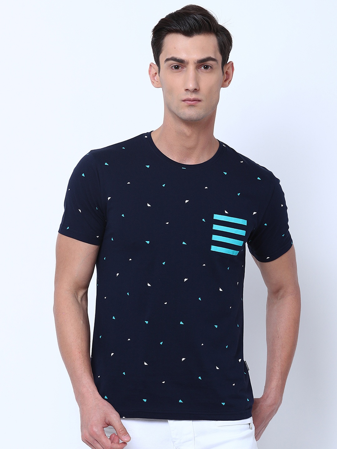 

LOCOMOTIVE Men Navy Blue Printed Round Neck T-shirt