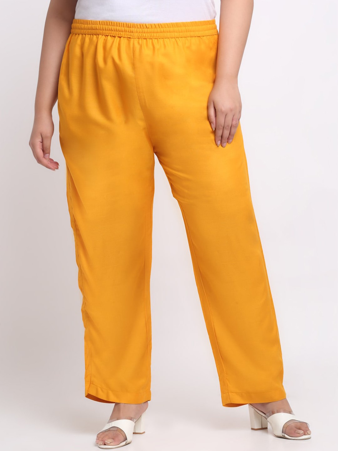 

Trend Level Women Relaxed Straight Leg Easy Wash Parallel Trousers, Mustard