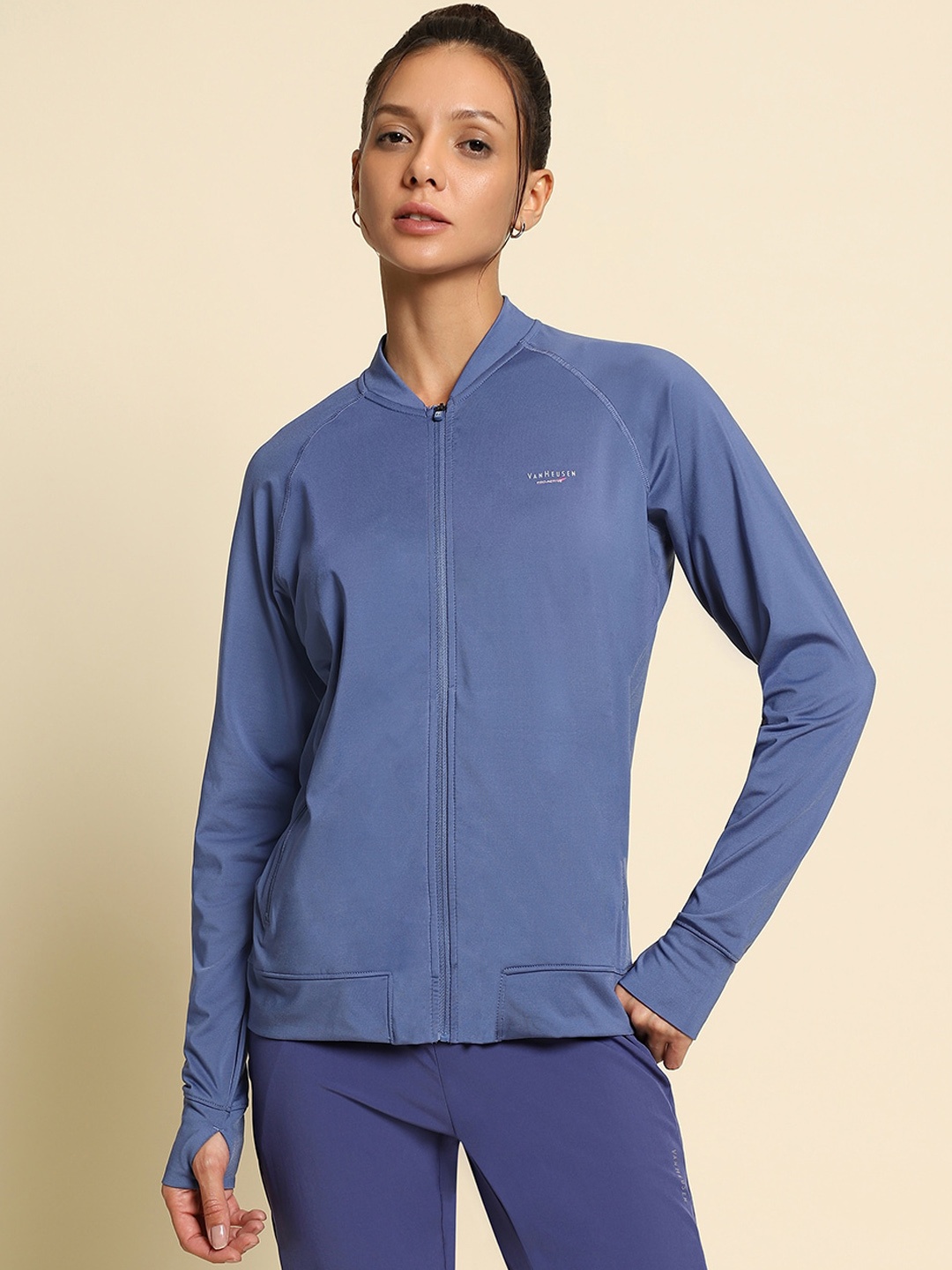 

Van Heusen Mock Collar Long Sleeves Sporty Jacket, Blue