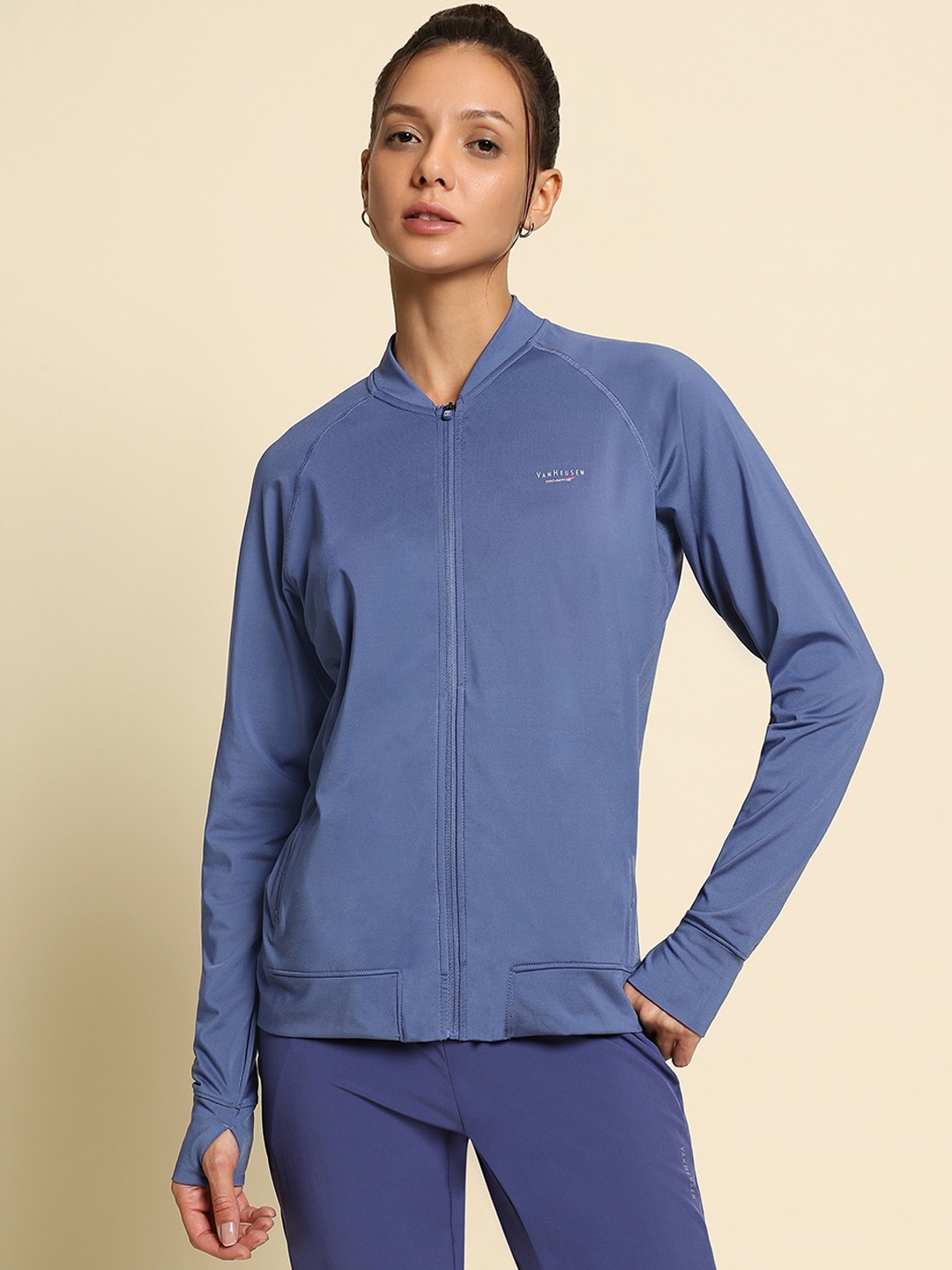 

Van Heusen Mock Collar Long Sleeves Sporty Jacket, Blue