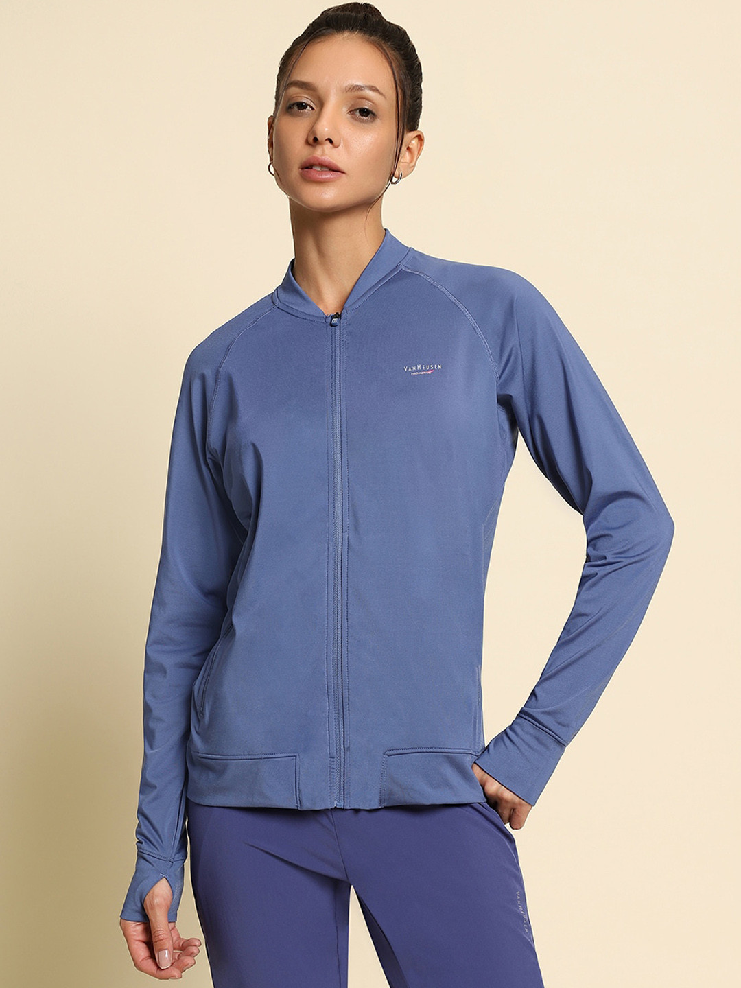 

Van Heusen Mock Collar Long Sleeves Sporty Jacket, Blue