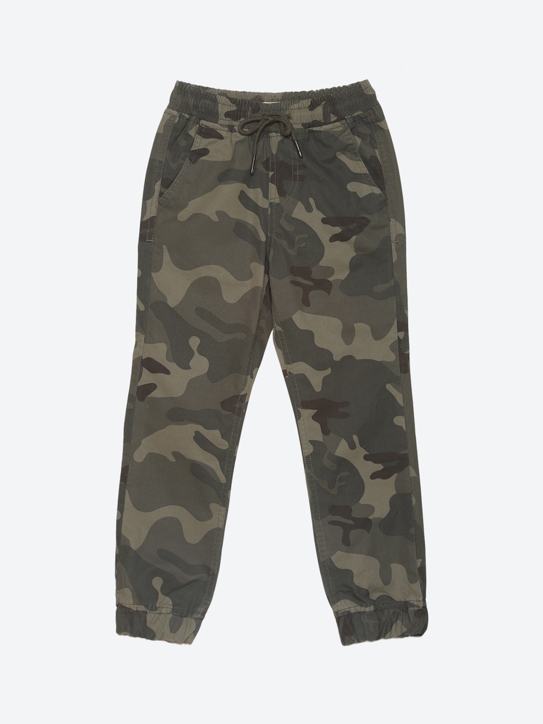 

2Bme Boys Camouflage Printed Cotton Joggers, Olive