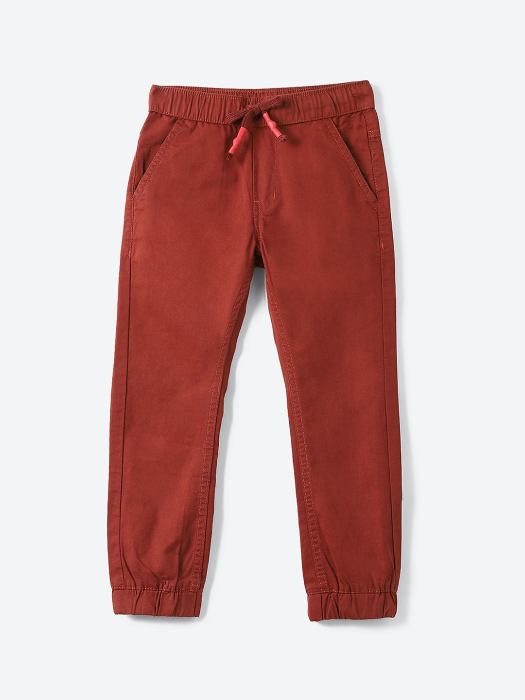 

2Bme Boys Cotton Mid Rise Joggers, Rust