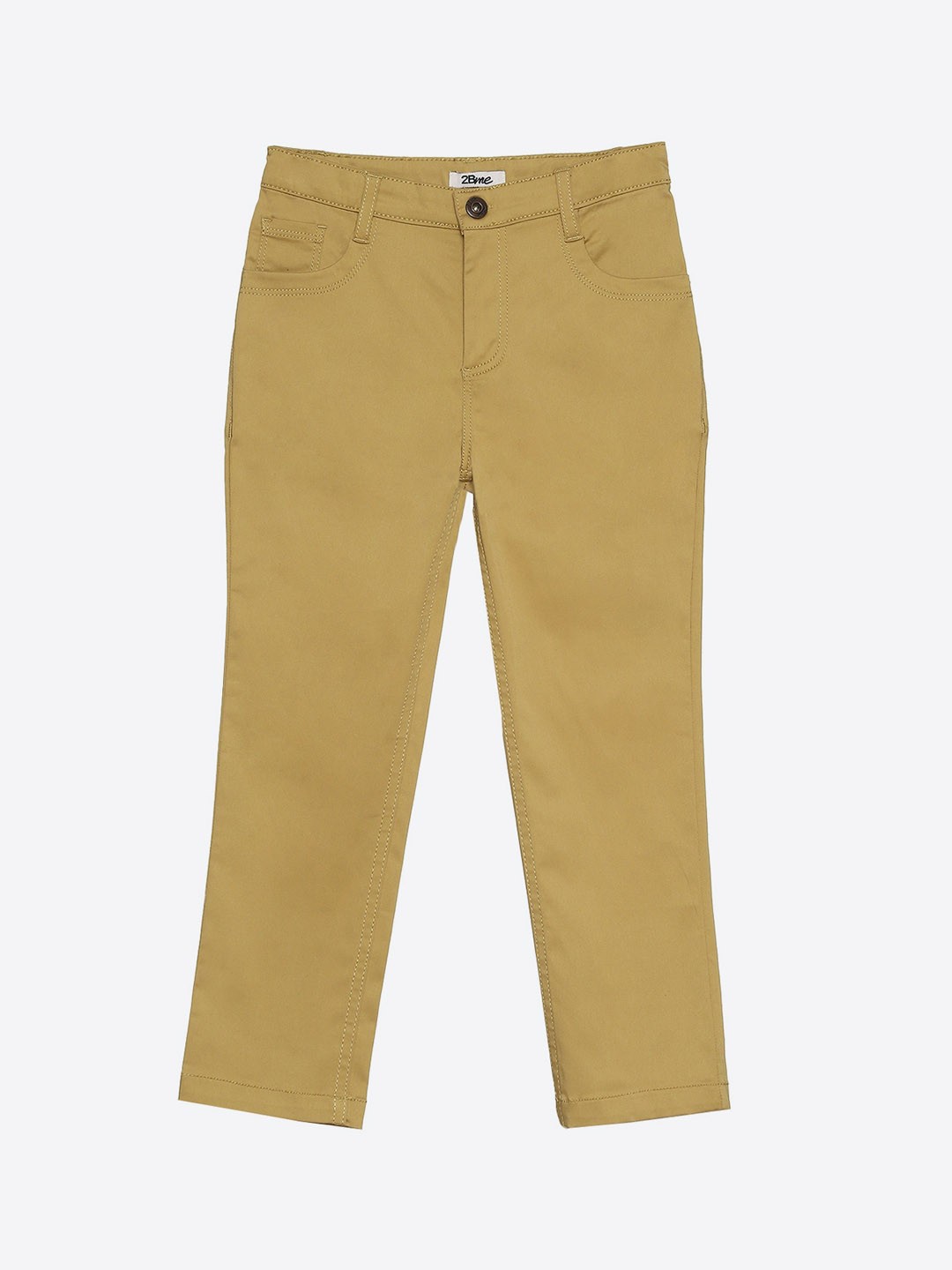 

2Bme Boys Mid-Rise Flat-Front Cotton Trousers Chinos Trousers, Khaki