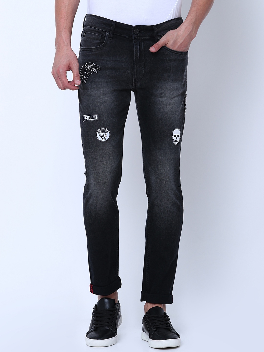 

LOCOMOTIVE Men Black Slim Fit Mid-Rise Clean Look Stretchable Jeans