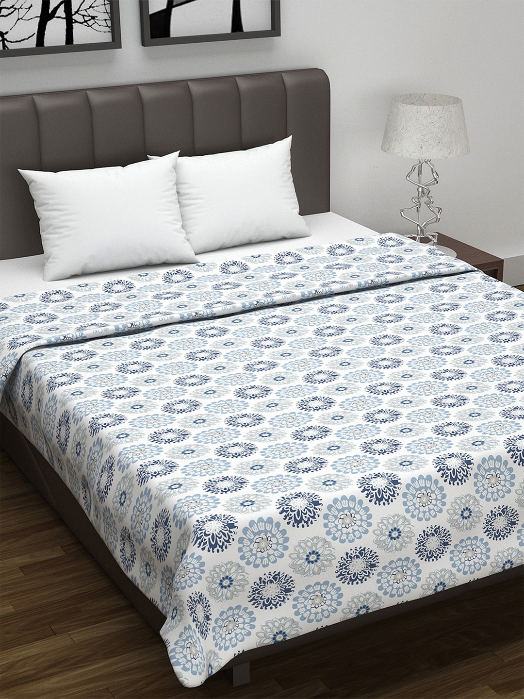 

Divine Casa Prism Blue & White Ethnic Motifs Pure Cotton AC Room 120 GSM Double Bed Dohar