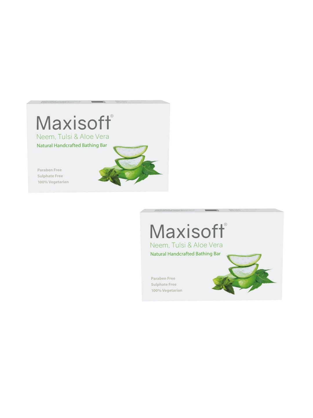 

Maxisoft Set Of 2 Neem Tulsi & Aloe Vera Natural Handcrafted Bathing Bar - 75g Each, Green