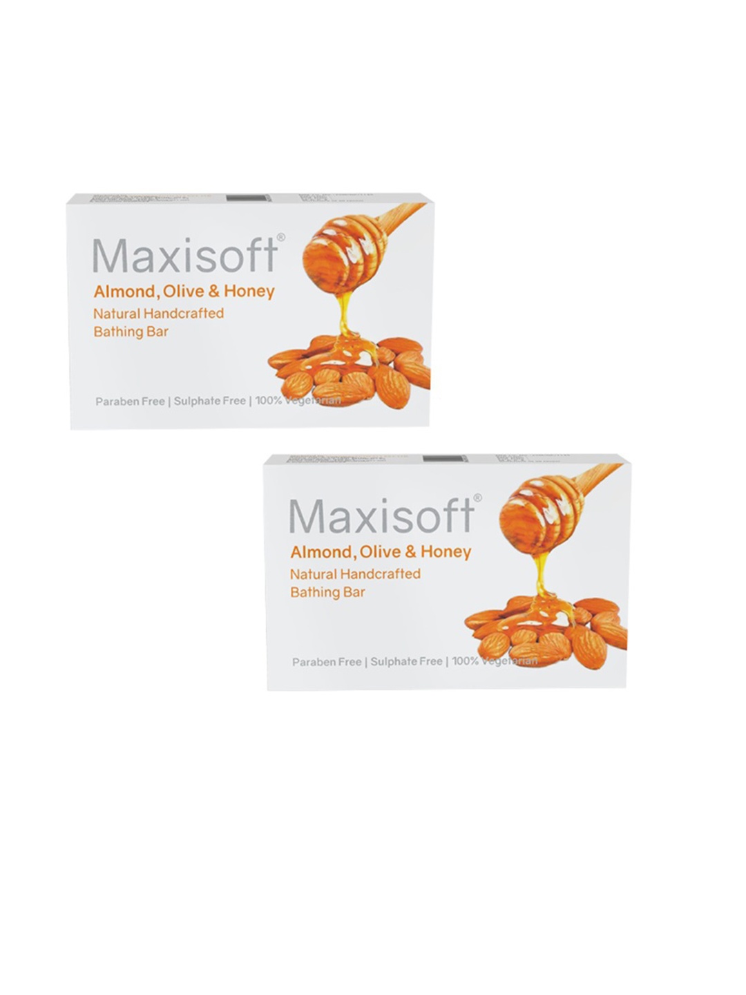 

Maxisoft Set Of 2 Almond Olive & Honey Natural Handcrafted Bathing Bar - 75g Each, White