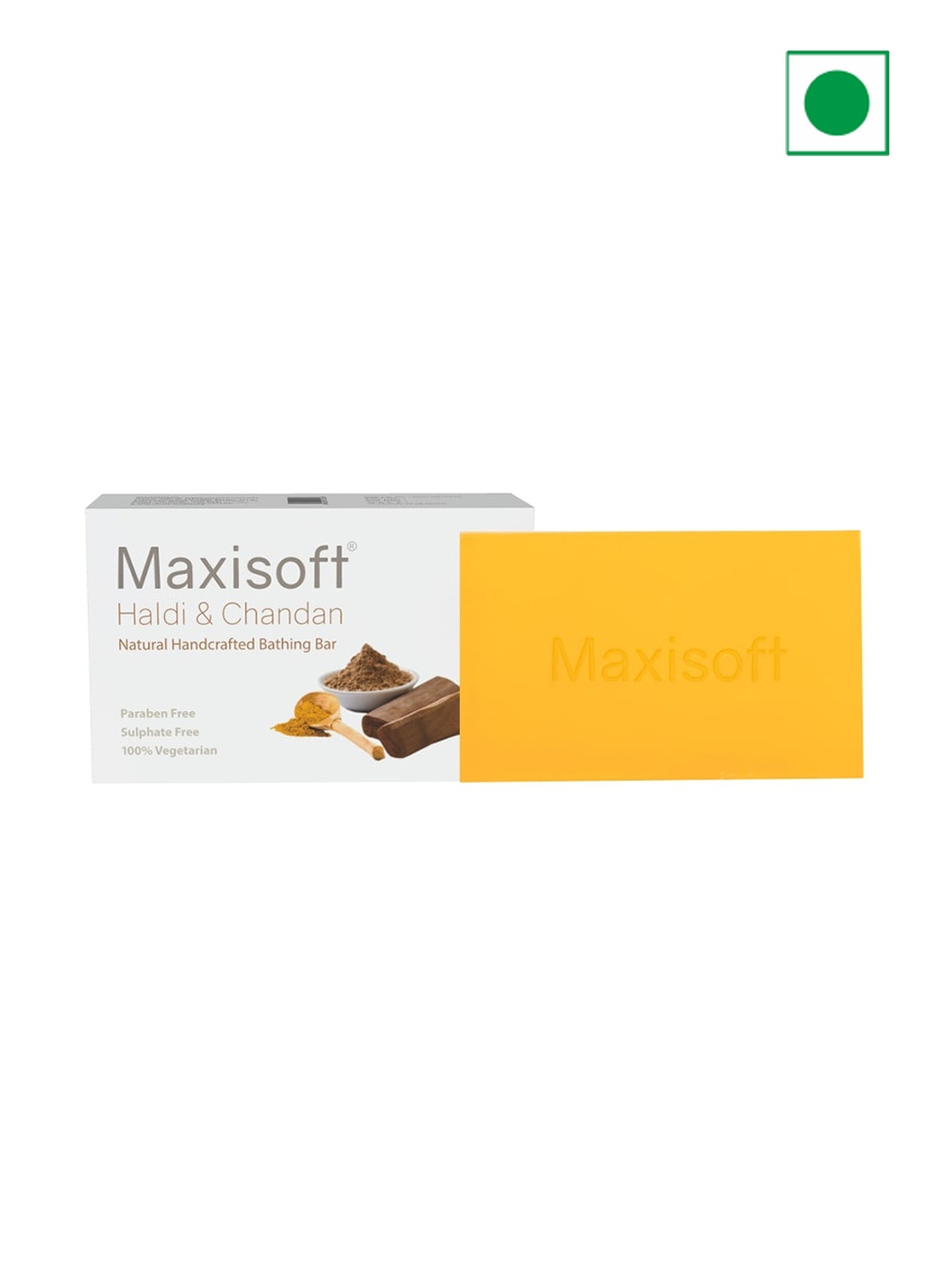 

Maxisoft Set Of 2 Haldi & Chandan Natural Handcrafted Bathing Bar - 100g Each, White