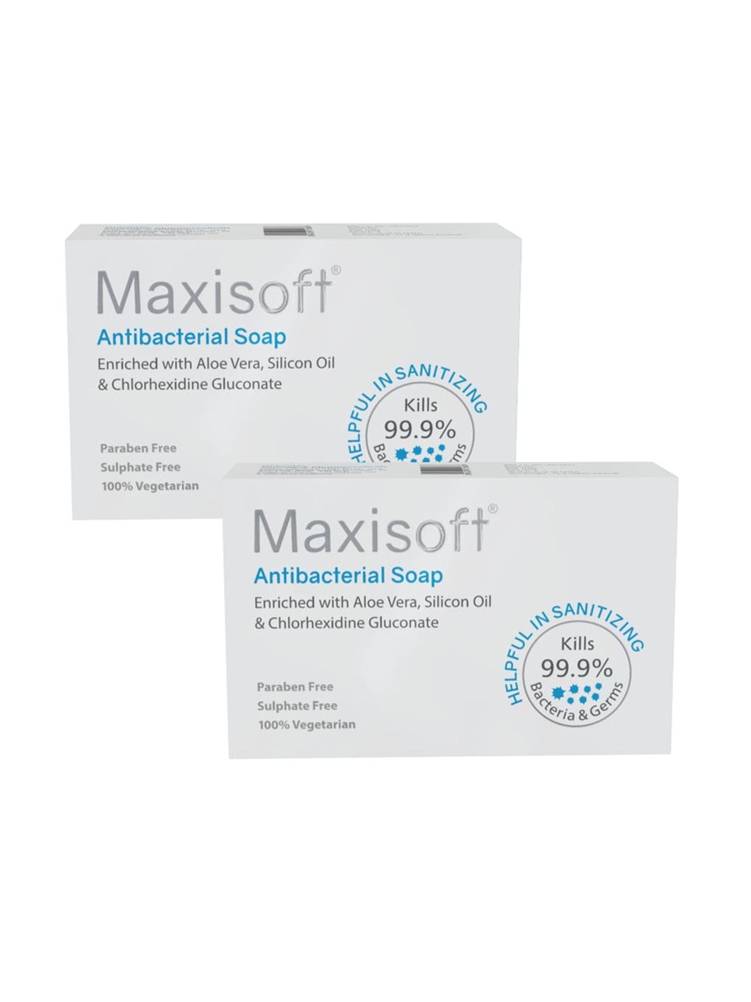 

Maxisoft Set Of 2 Antibacterial Sanitizing Soap With Aloe Vera & Silicon Oil - 75g Each, White