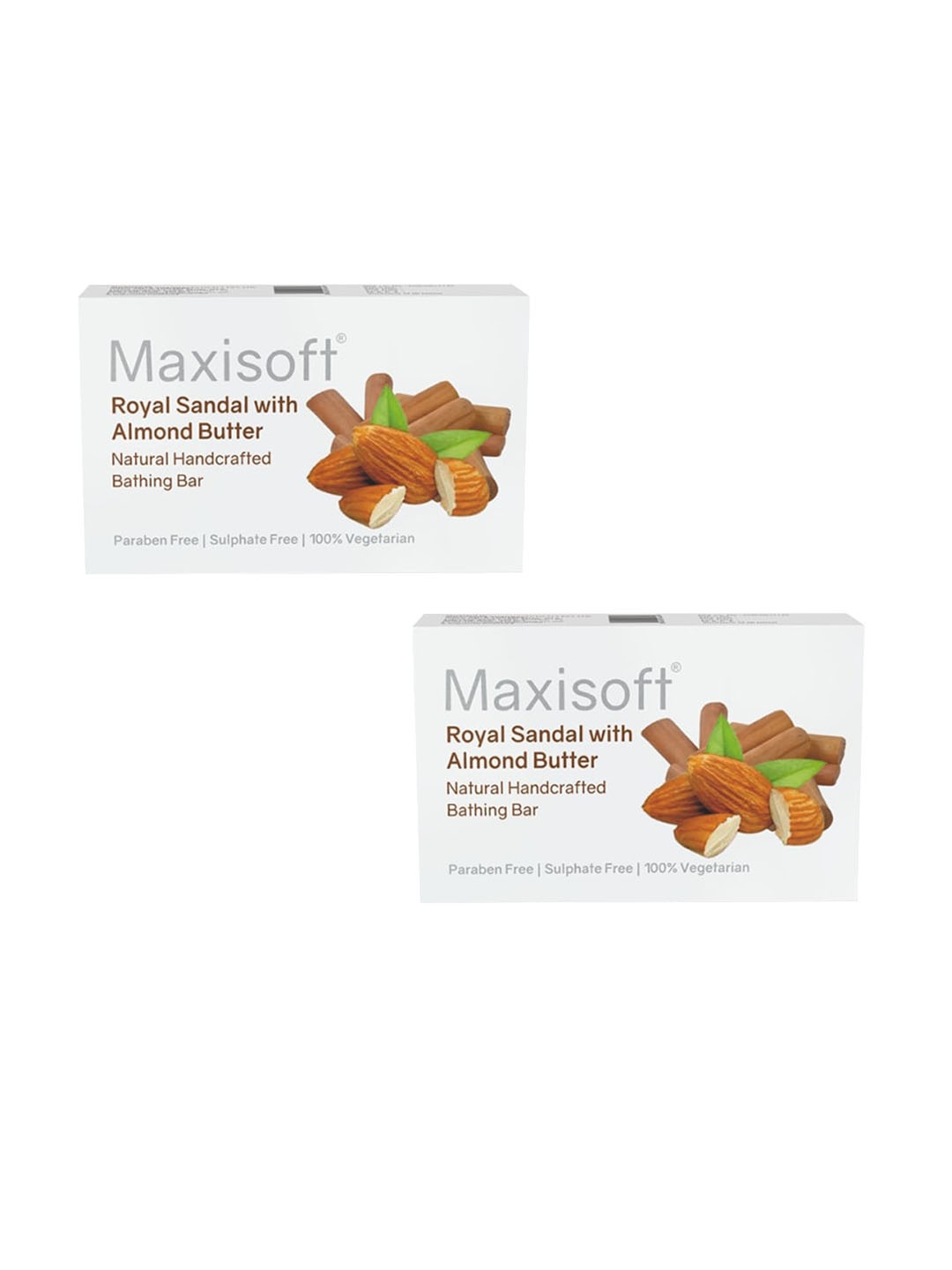 

Maxisoft Set Of 2 Royal Sandal With Almond Butter Natural Handcrafted Bathing Bar-75g Each, White