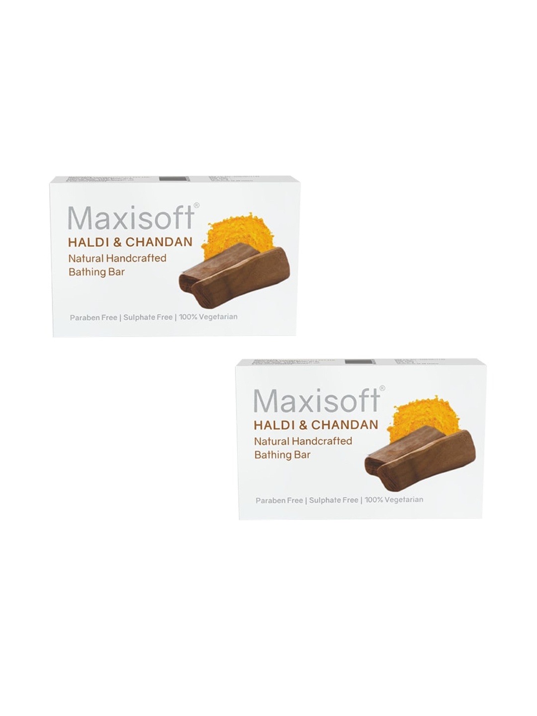 

Maxisoft Set Of 2 Haldi & Chandan Natural Handcrafted Bathing Bar - 75g Each, White