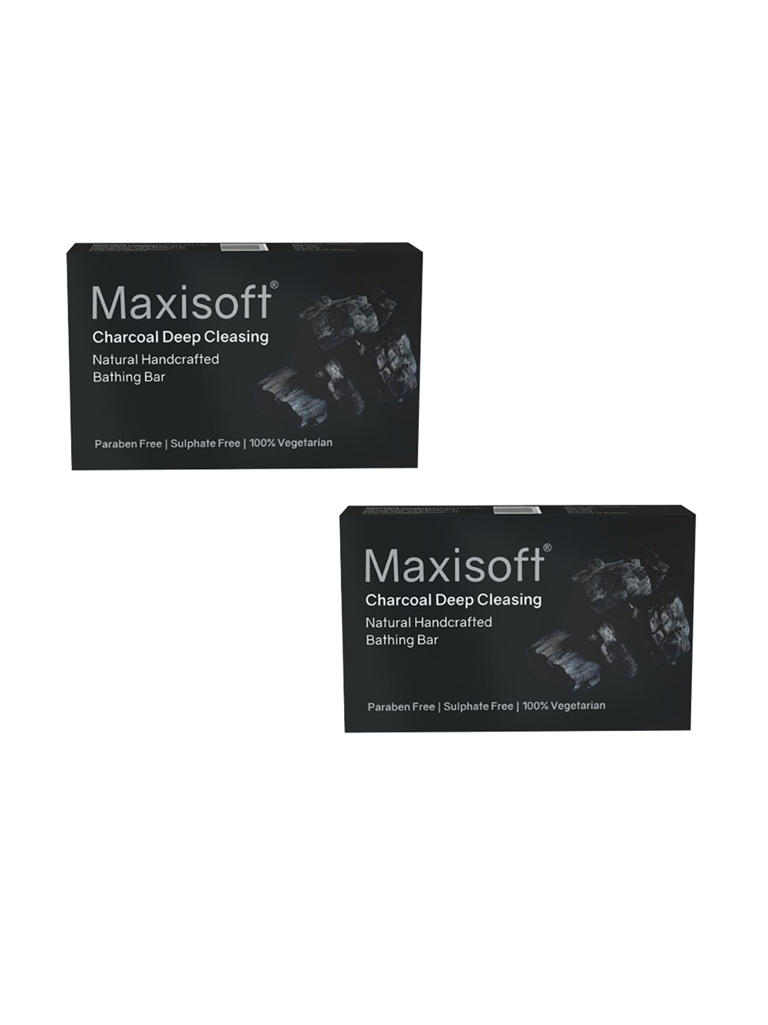 

Maxisoft Set Of 2 Charcoal Deep Cleansing Natural Handcrafted Bathing Bar - 75g Each, Black