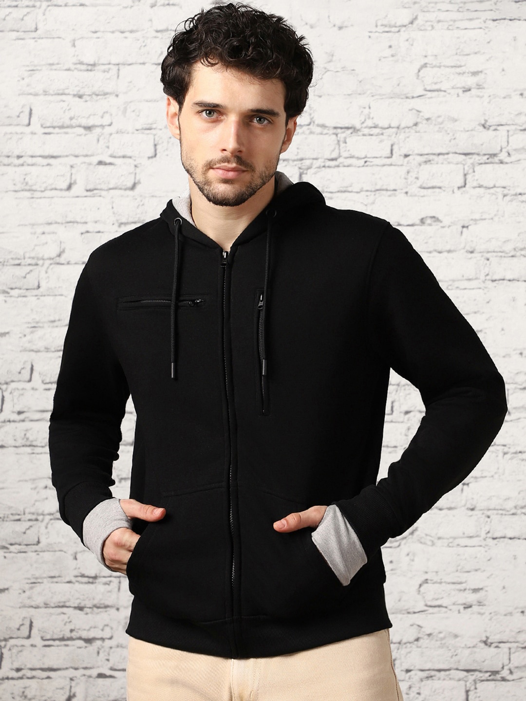 

Nobero Men Multi-Feature Travel Hoodie, Black