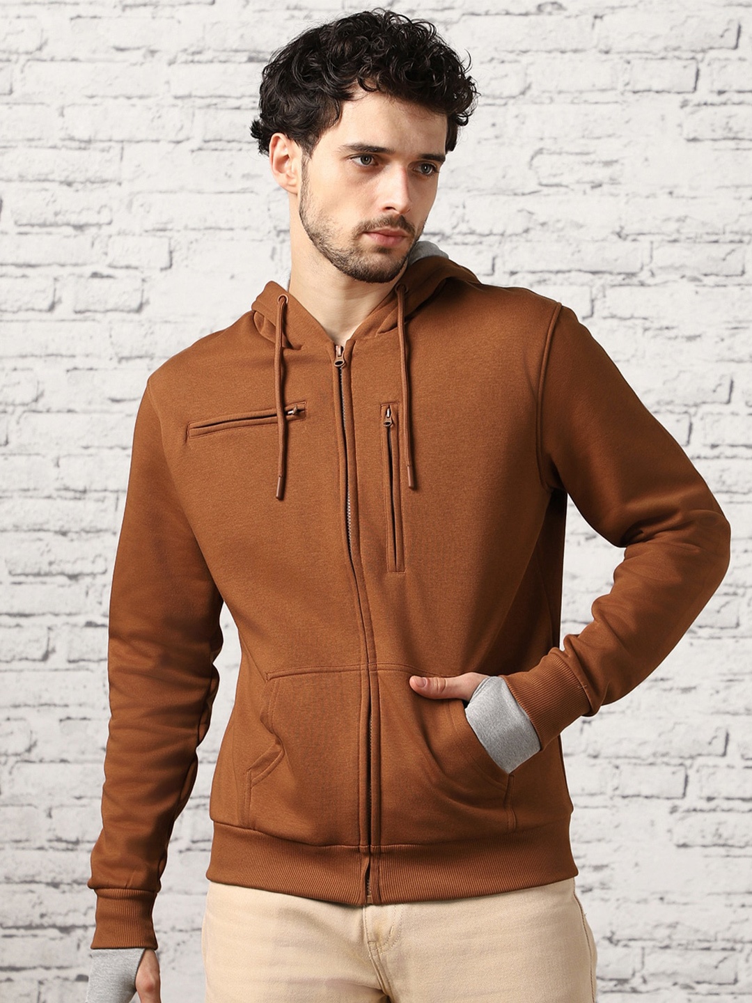 

Nobero Men Multi-Feature Travel Hoodie, Brown