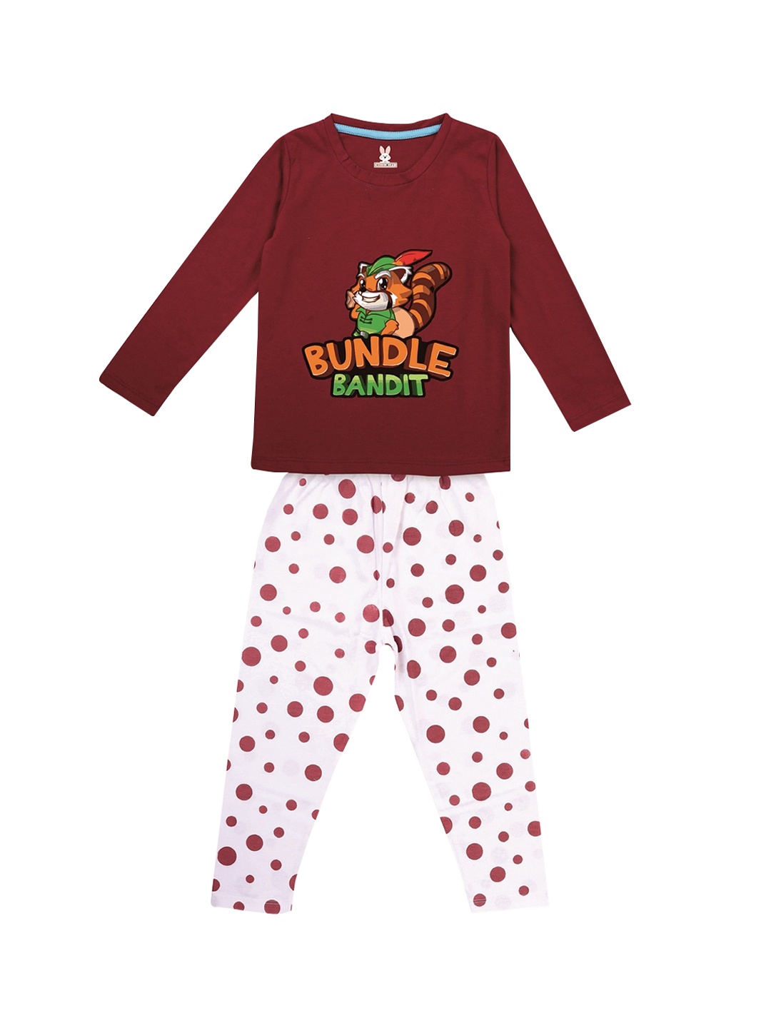 

KIDSCRAFT Girls Conversational Printed T-shirt & Pyjamas, Maroon