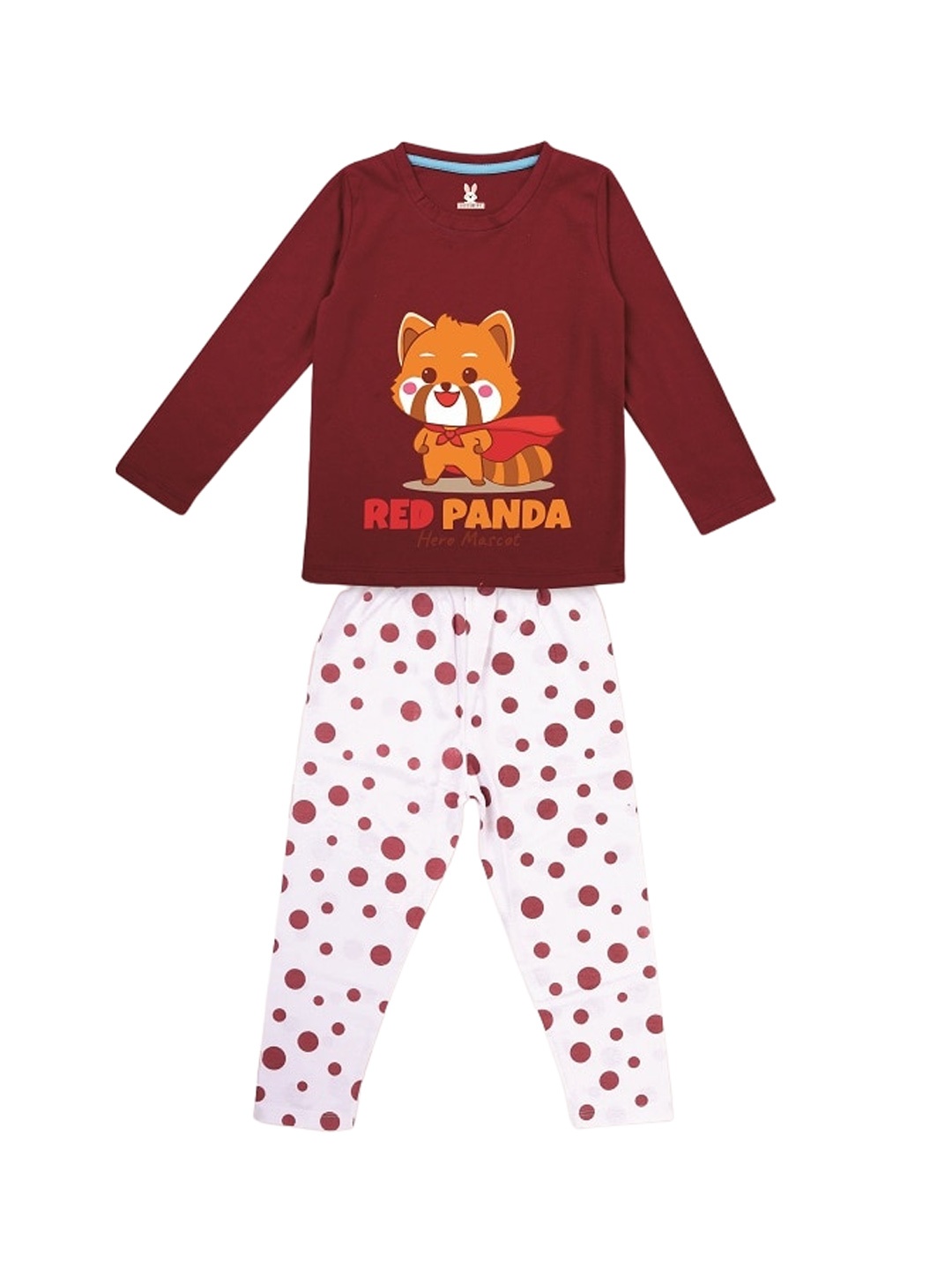 

KIDSCRAFT Girls Conversational Printed T-shirt & Pyjamas, Maroon