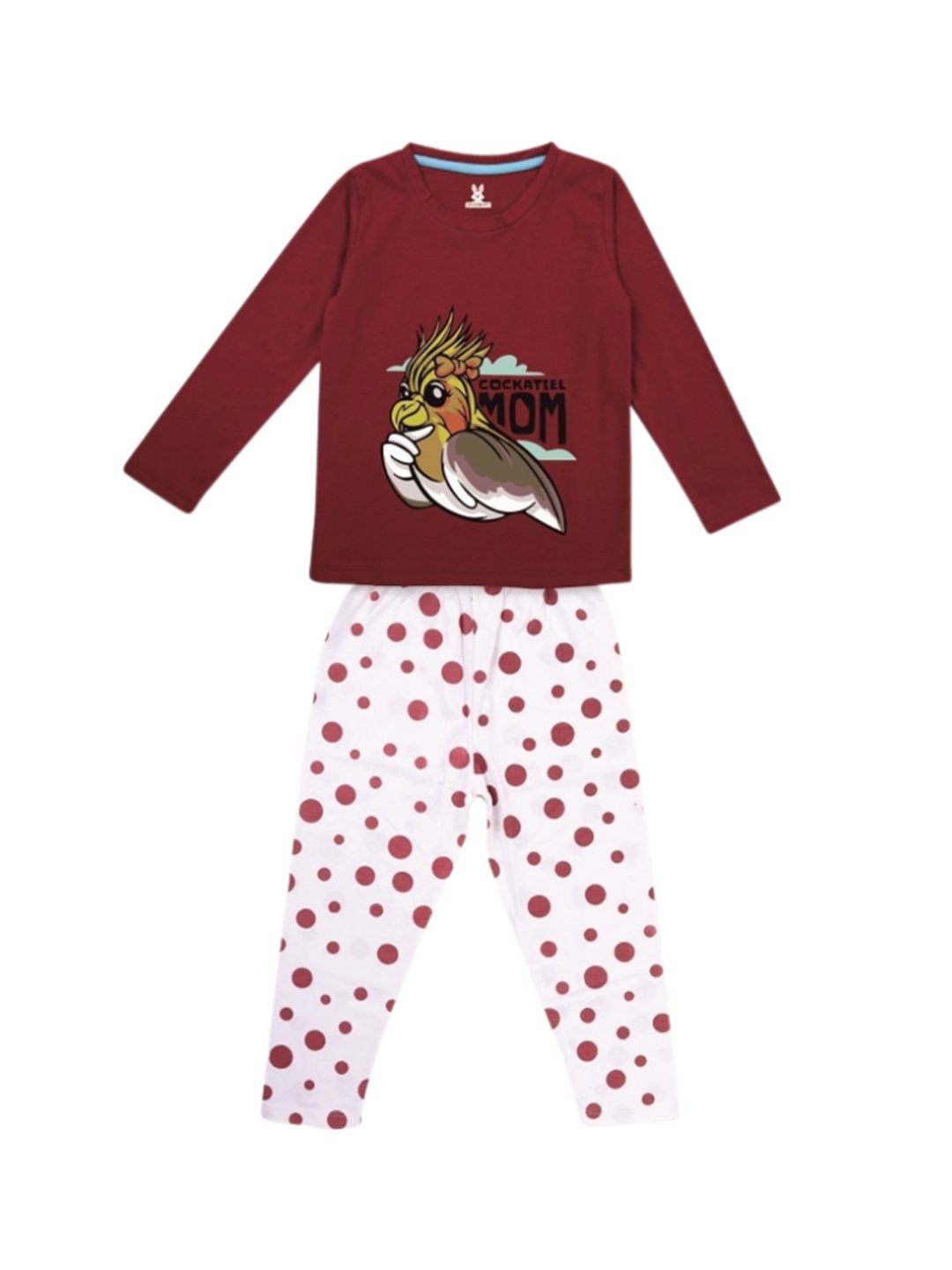 

KIDSCRAFT Girls Printed Night suit, Maroon