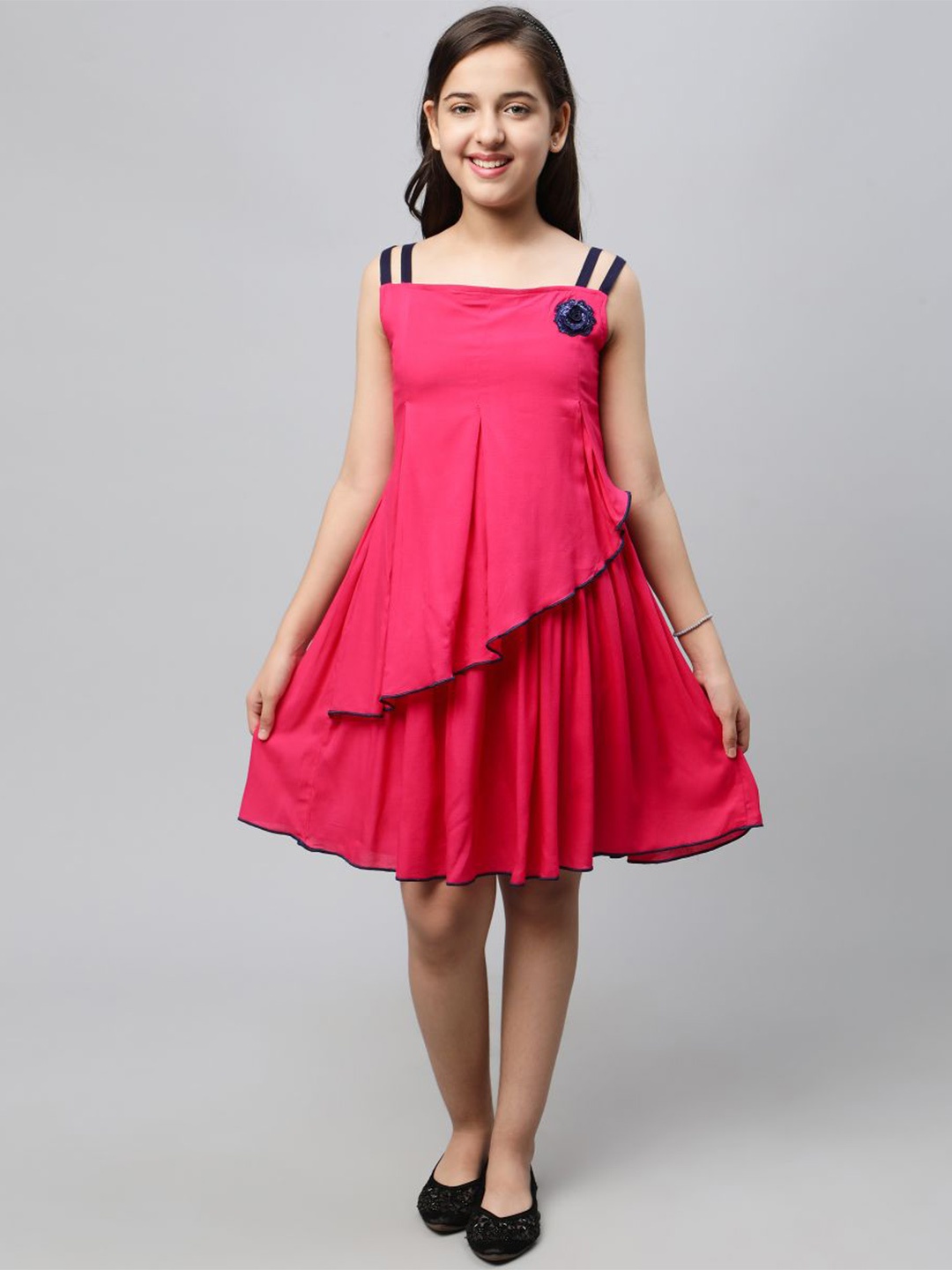 

BAESD Shoulder Straps Layered A-Line Dress, Pink