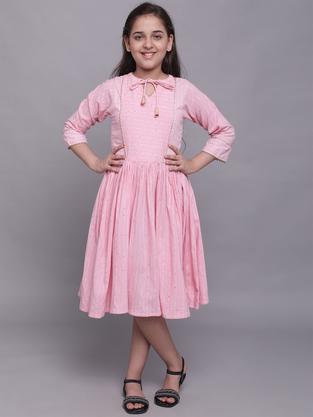 

BAESD Striped Sequined Fit & Flare Midi Dress, Pink