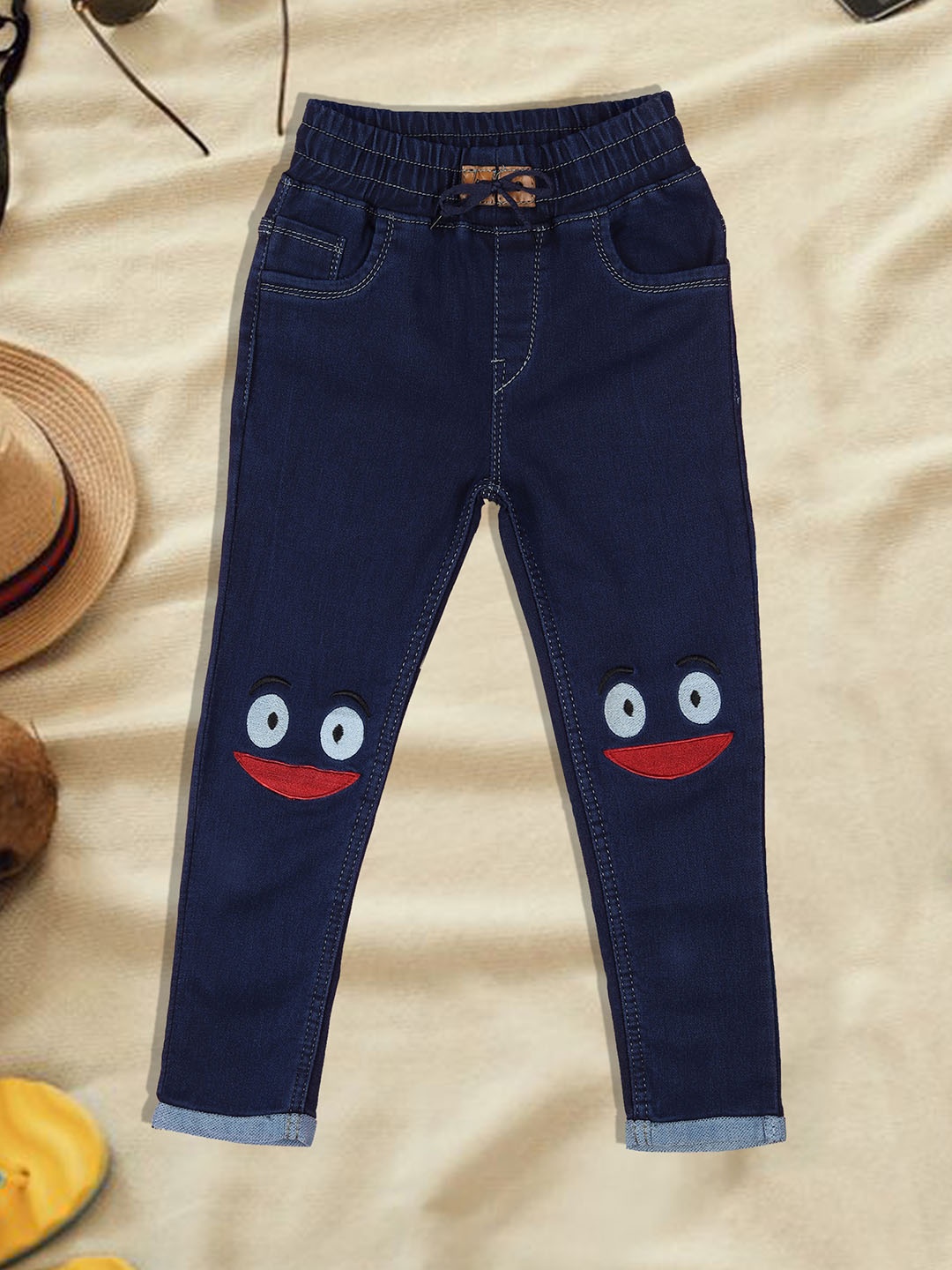 

A-Okay Kids Applique Slim Fit High-Rise Clean Look Jeans, Blue