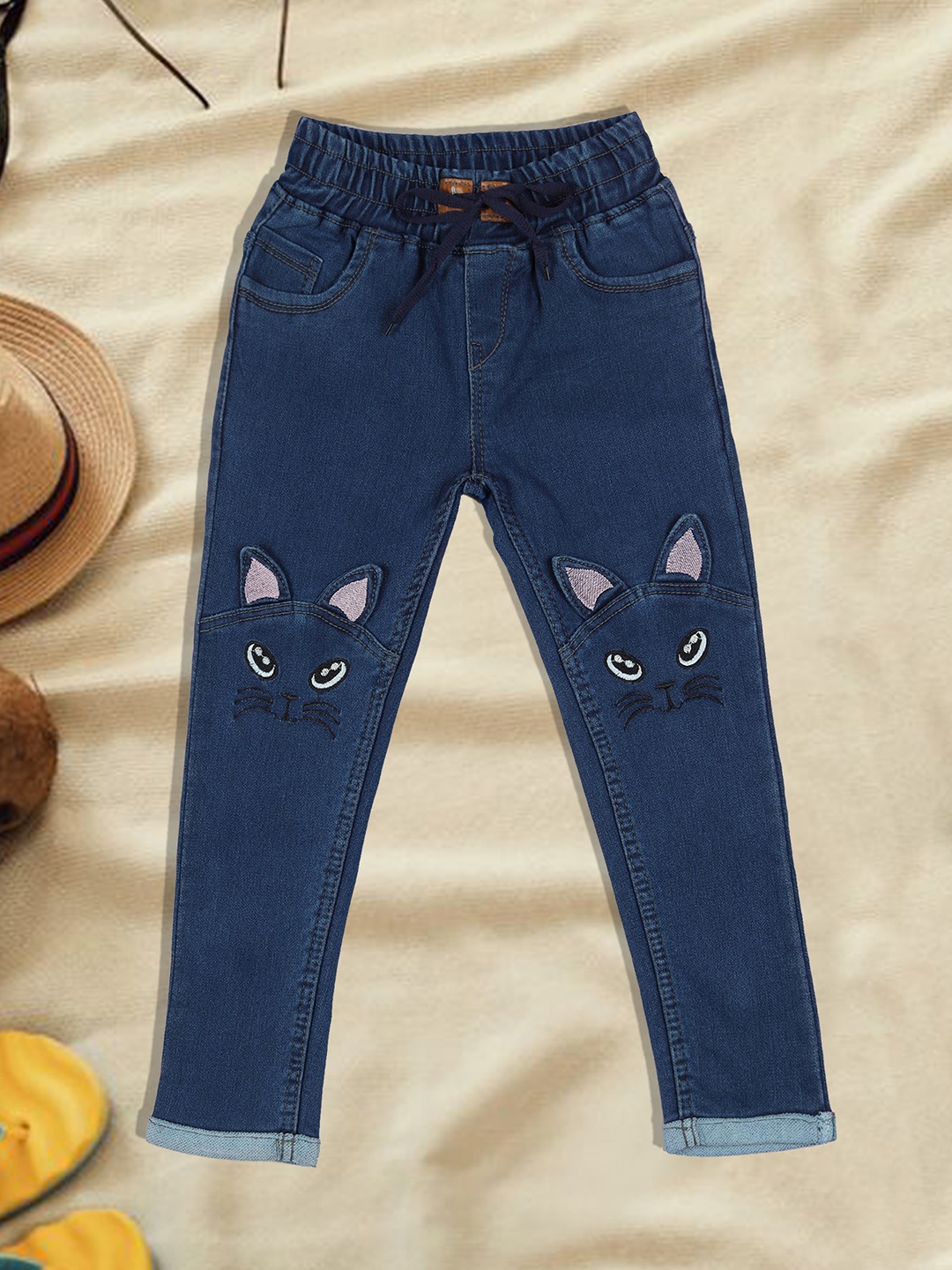 

A-Okay Kids Applique Slim Fit High-Rise Clean Look Jeans, Blue