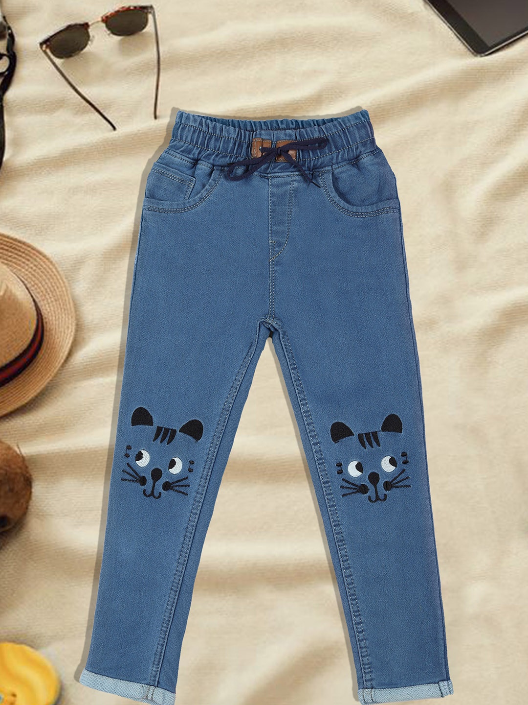 

A-Okay Kids Applique Slim Fit High-Rise Clean Look Jeans, Blue