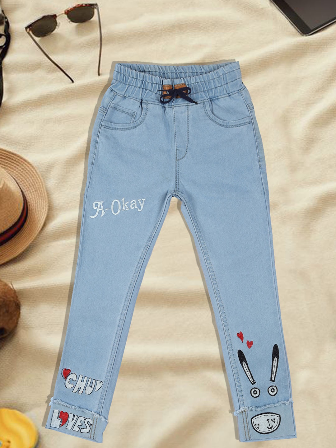 

A-Okay Kids Slim Fit High-Rise Printed Stretchable Jeans, Blue